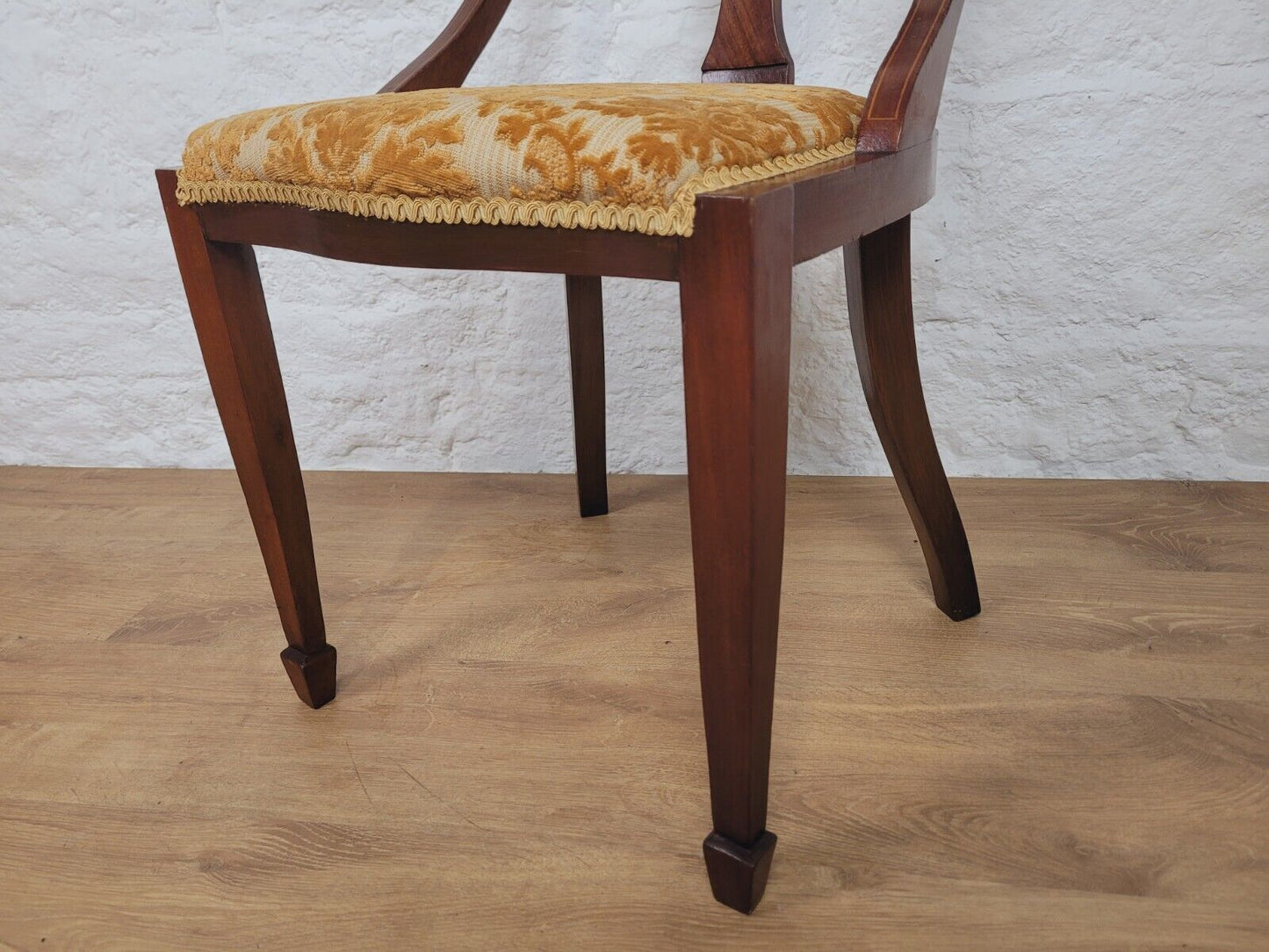 Edwardian Inlaid Dining Chair Floral Upholstered Postage Available