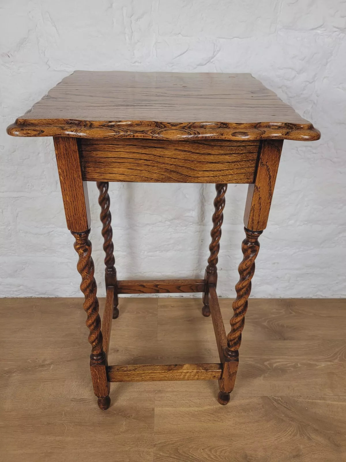 Barley Twist Side Table Oak Figured Country English Postage Available