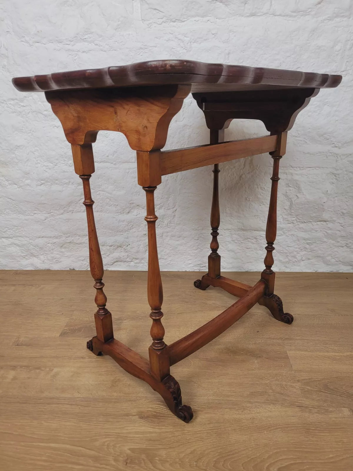 Victorian Side Table Scalloped Edge Carved Foliage Mahogany Postage Available