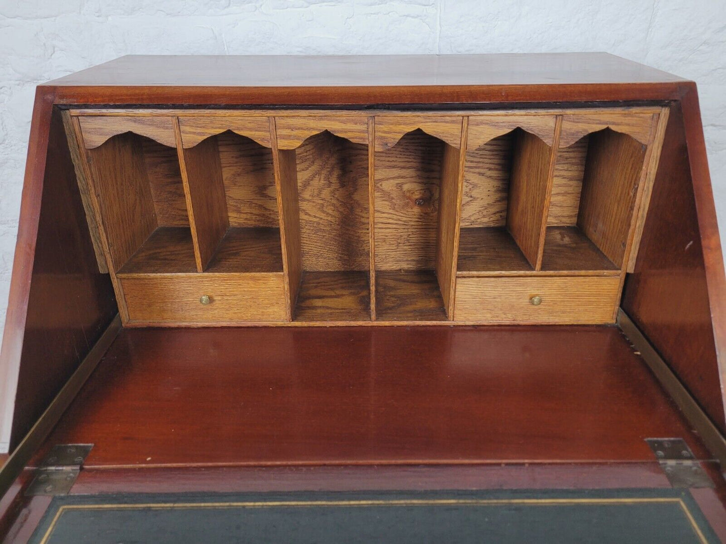 Edwardian Writing Bureau Satinwood Crossbanded Inlaid Leather Delivery Available