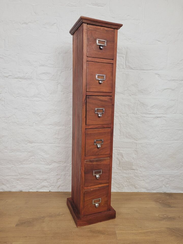 Vintage Filing Cabinet 6 Drawers Storage Tall Mahogany Postage Available