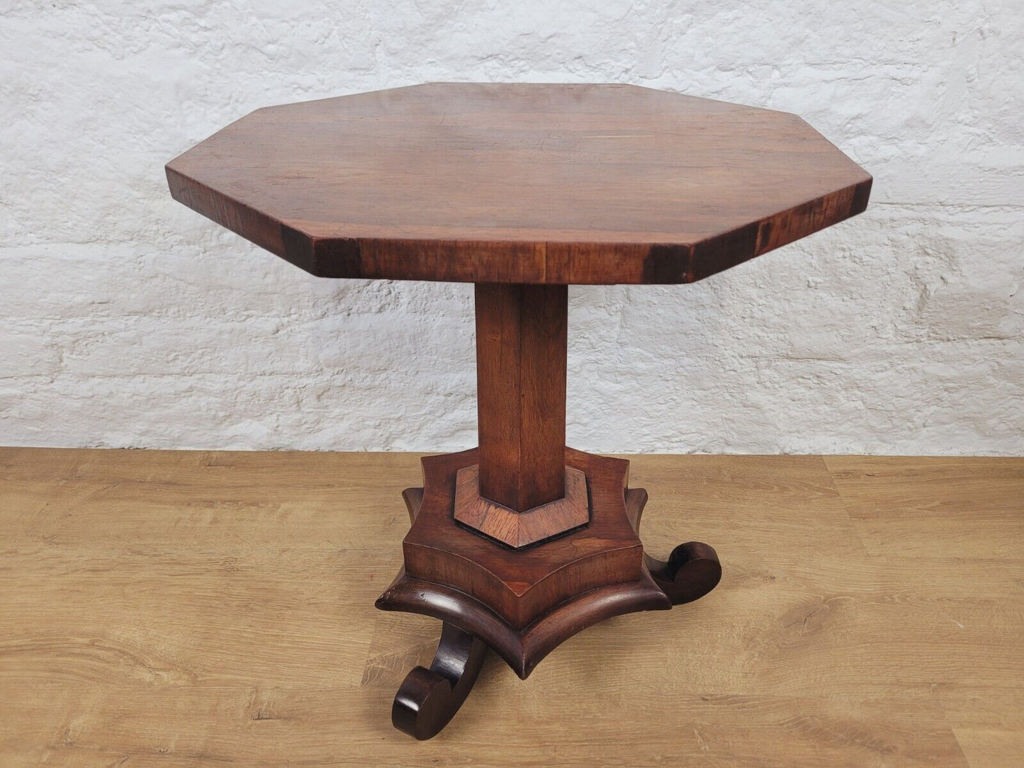 Pedestal Table Octagonal Rosewood Scroll Feet 19th Century Postage Available