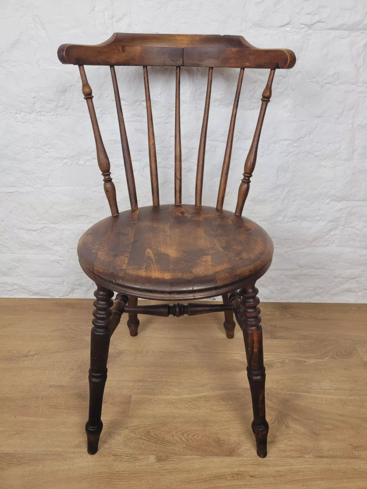 English Penny Windsor Chair Elm Spindle Back Victorian Country Postage Available