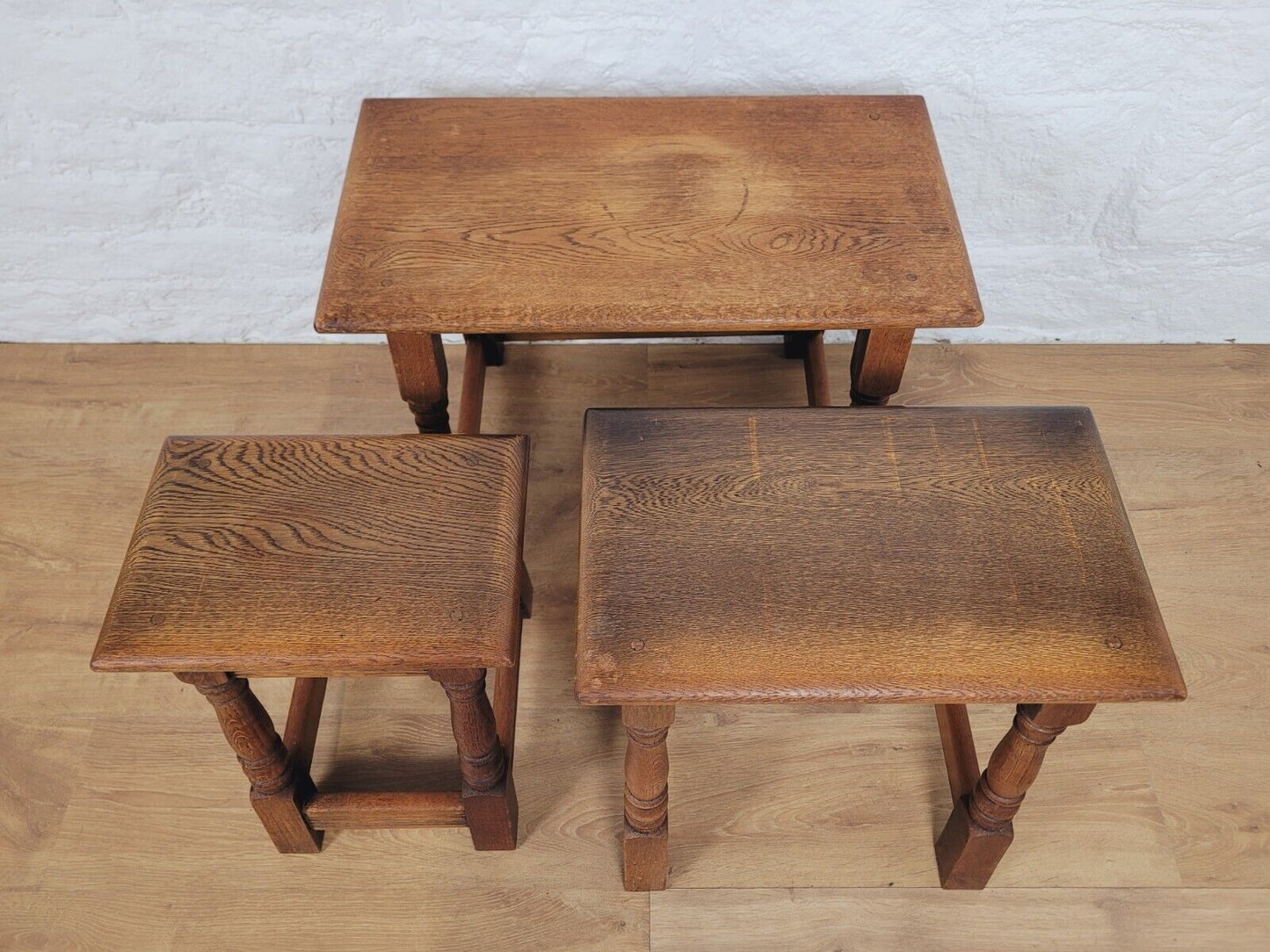 Nest of Tables Oak Carved Country English Rectangular Postage Available