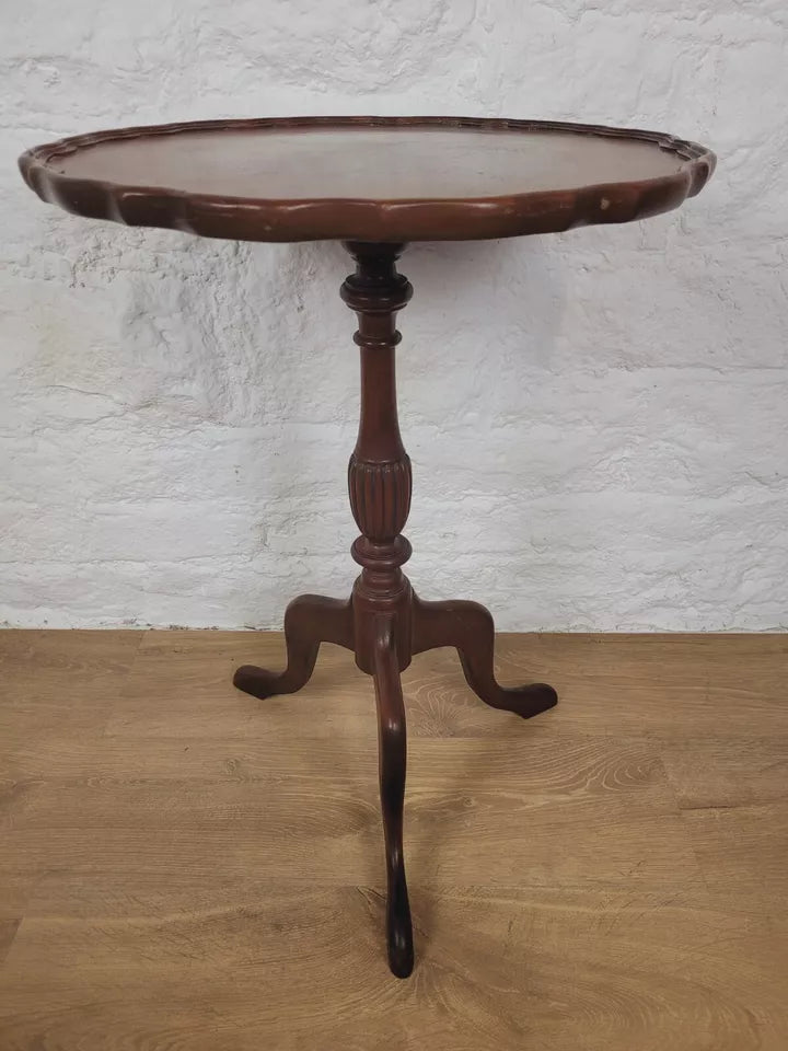 Piecrust Tripod Wine Table Fluted Leg Mahogany Vintage Postage Available