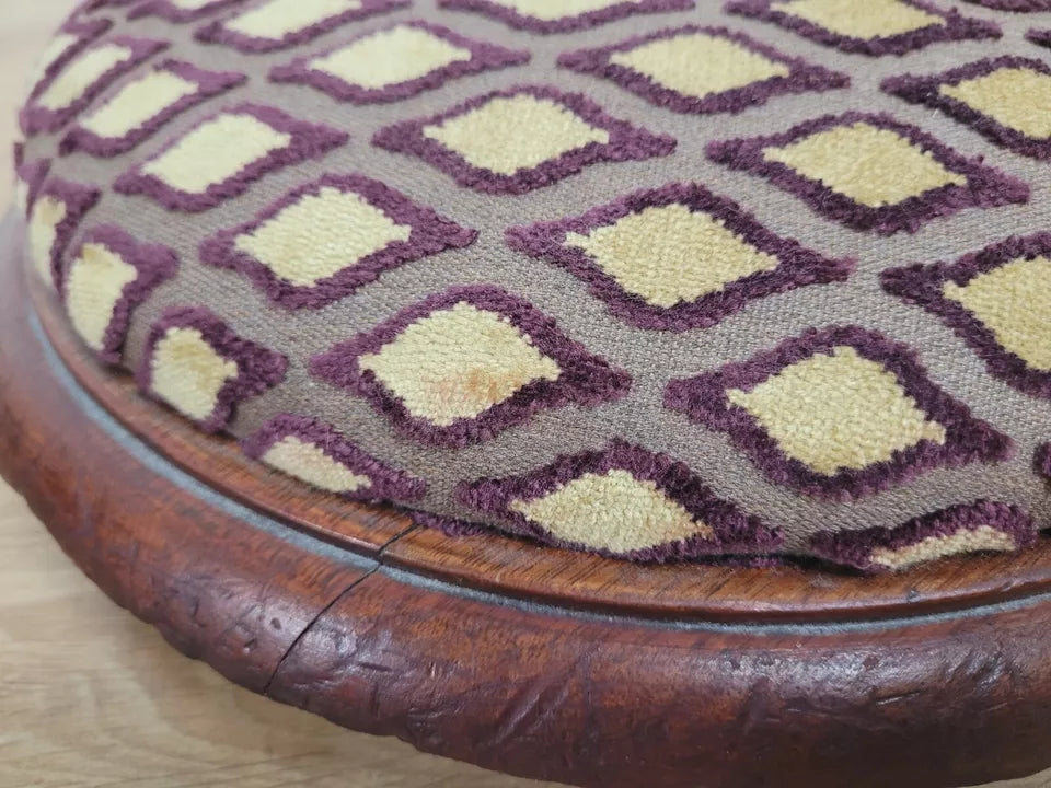 Victorian Footstool Stool Pouffe Mahogany Upholstered Postage Available