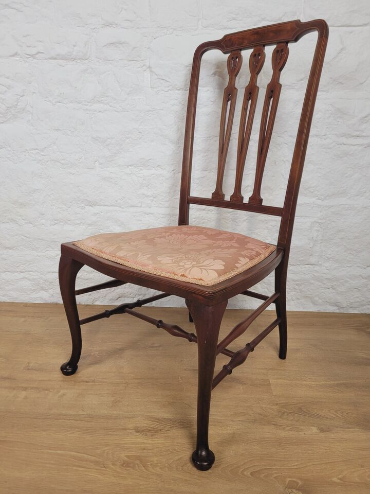 Edwardian Inlaid Accent Chair Heart Backsplat High Back Postage Available