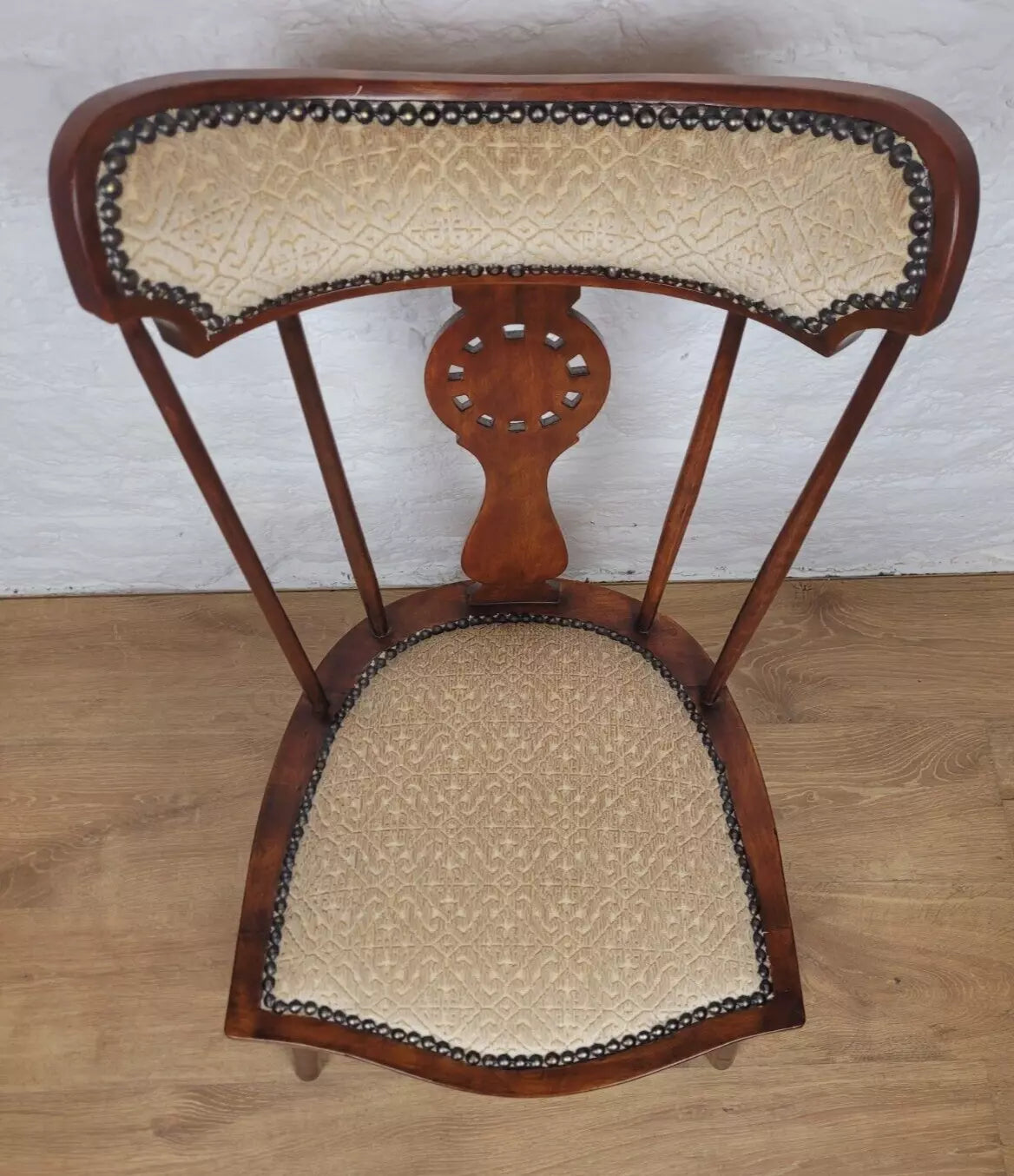 Vintage Bedroom Chair Pierced Back Upholstered Country Postage Available