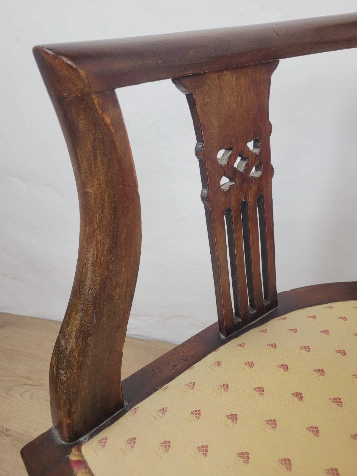 Edwardian Bedroom Elbow Chair Cushion Pierced Back Upholstered Postage Available