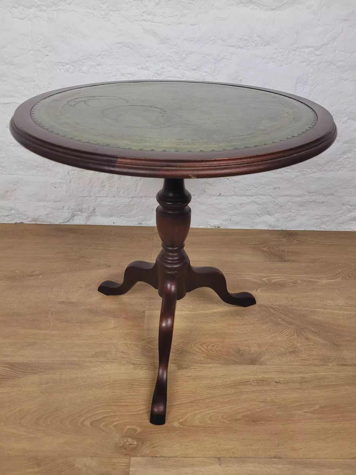 Victorian Tripod Wine Table Leather Gilt English Circular Postage Available