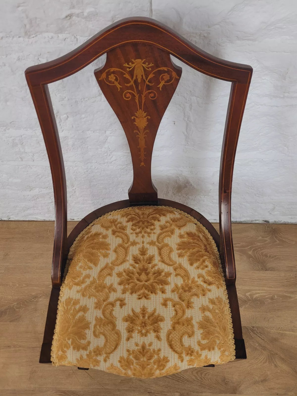 Edwardian Bedroom Chair Inlaid Floral Upholstered Postage Available