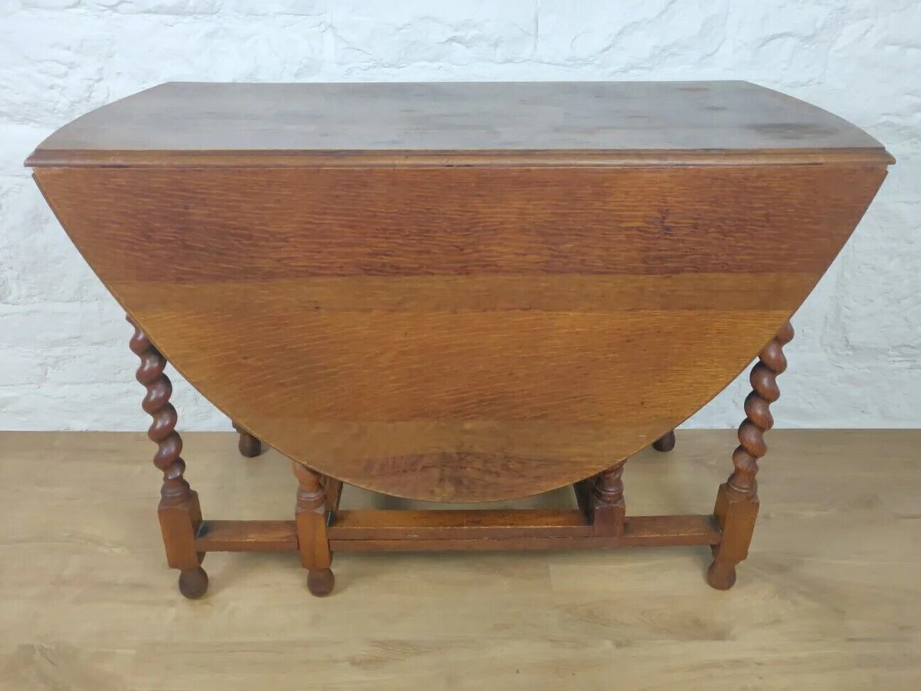 Barley Twist Table Gate Leg Oak Large Circular Victorian Delivery Available