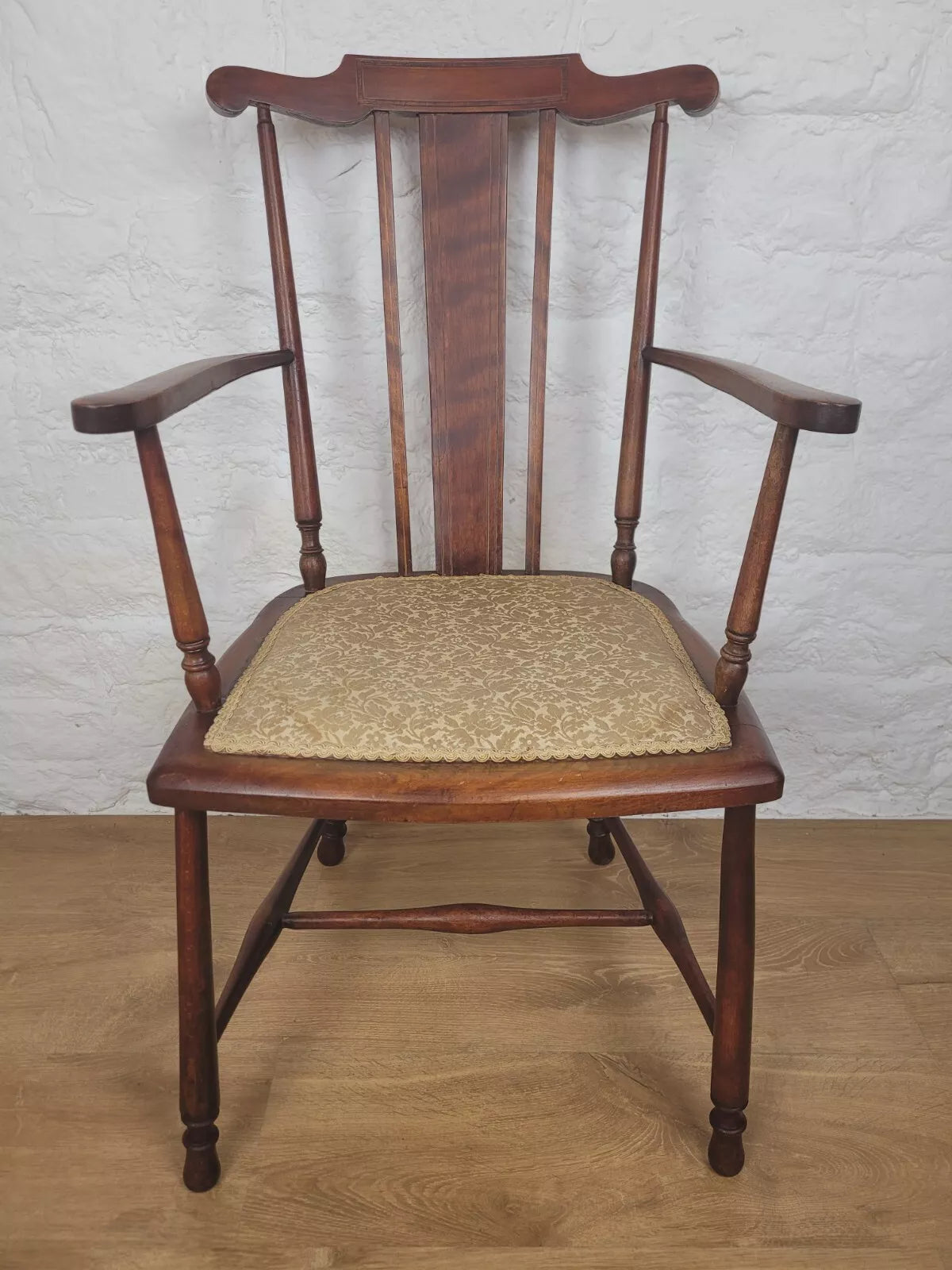 Penny Stickback Armchair 19thC Victorian Inlaid Mahogany Postage Available