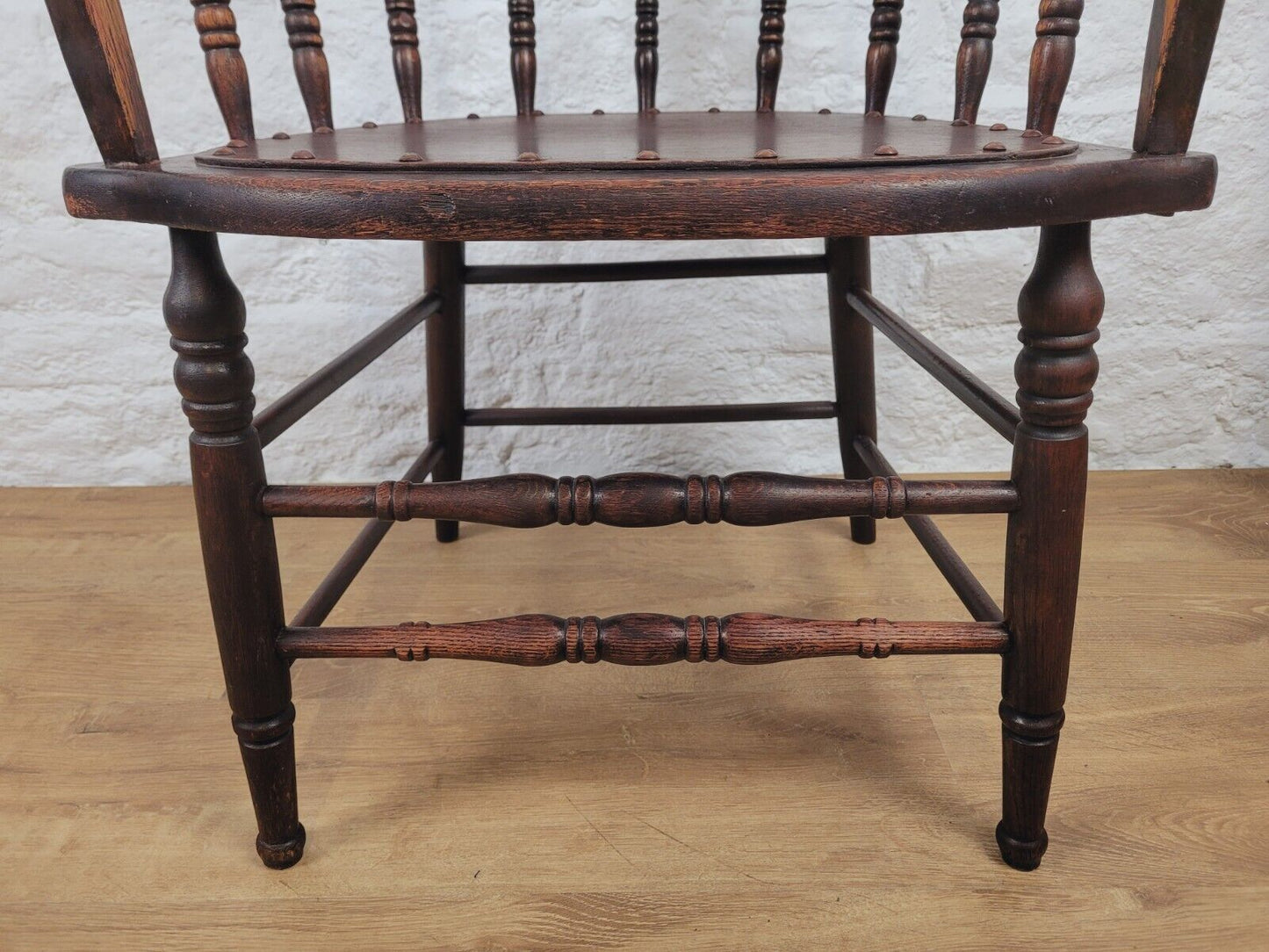 Spindle Back Elbow Chair Edwardian Oak Postage Available