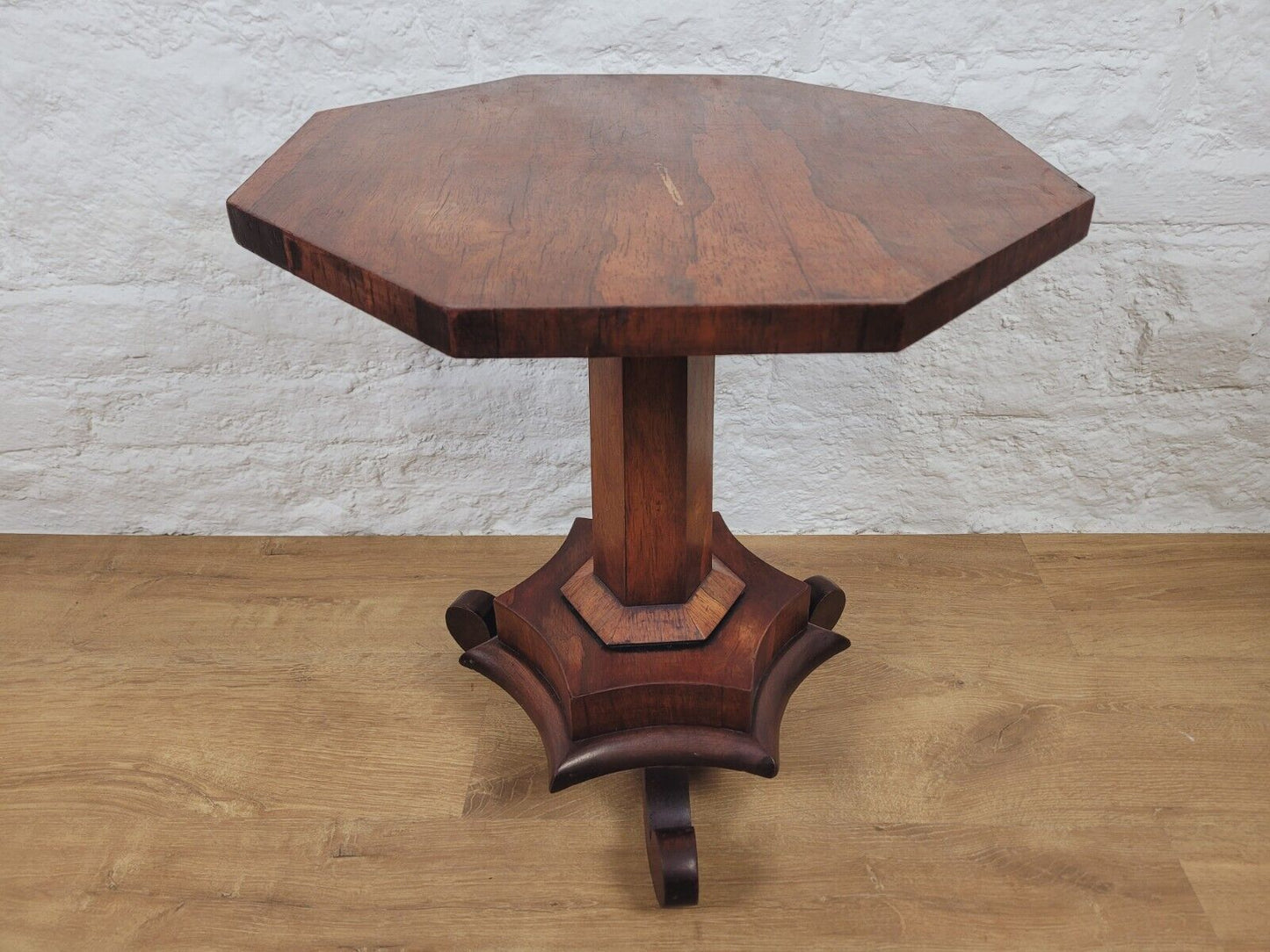 Pedestal Table Octagonal Rosewood Scroll Feet 19th Century Postage Available