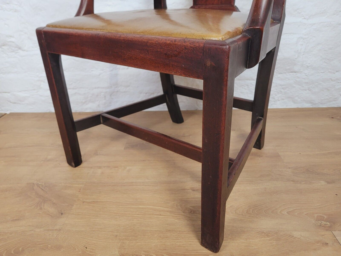 Victorian Dining Armchair Chippendale Style Pierced Splatback Leather Postage Available