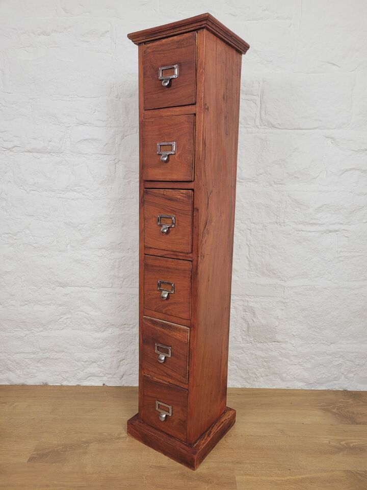 Vintage Filing Cabinet 6 Drawers Storage Tall Mahogany Postage Available