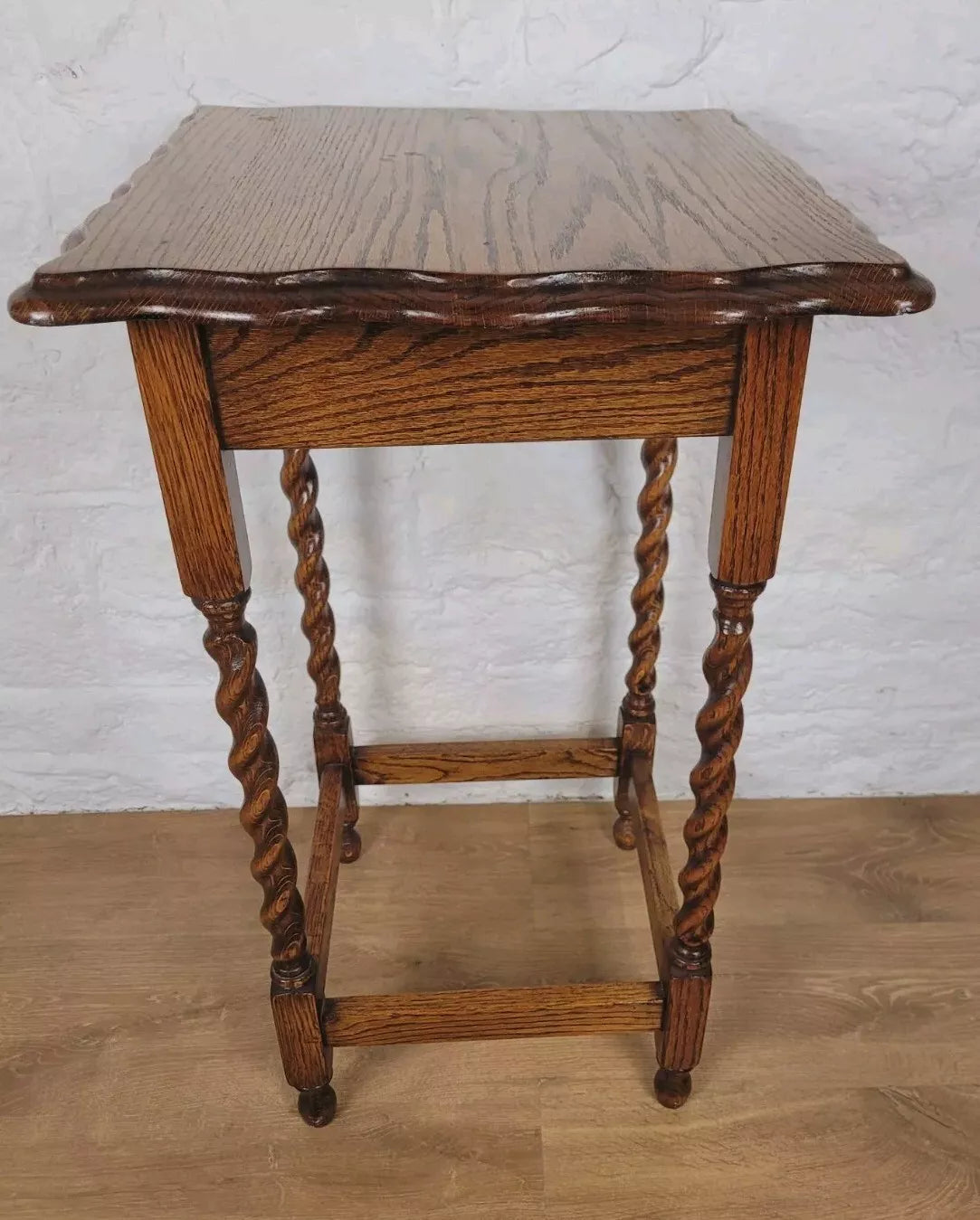 Barley Twist Side Table Oak Figured Country English Postage Available