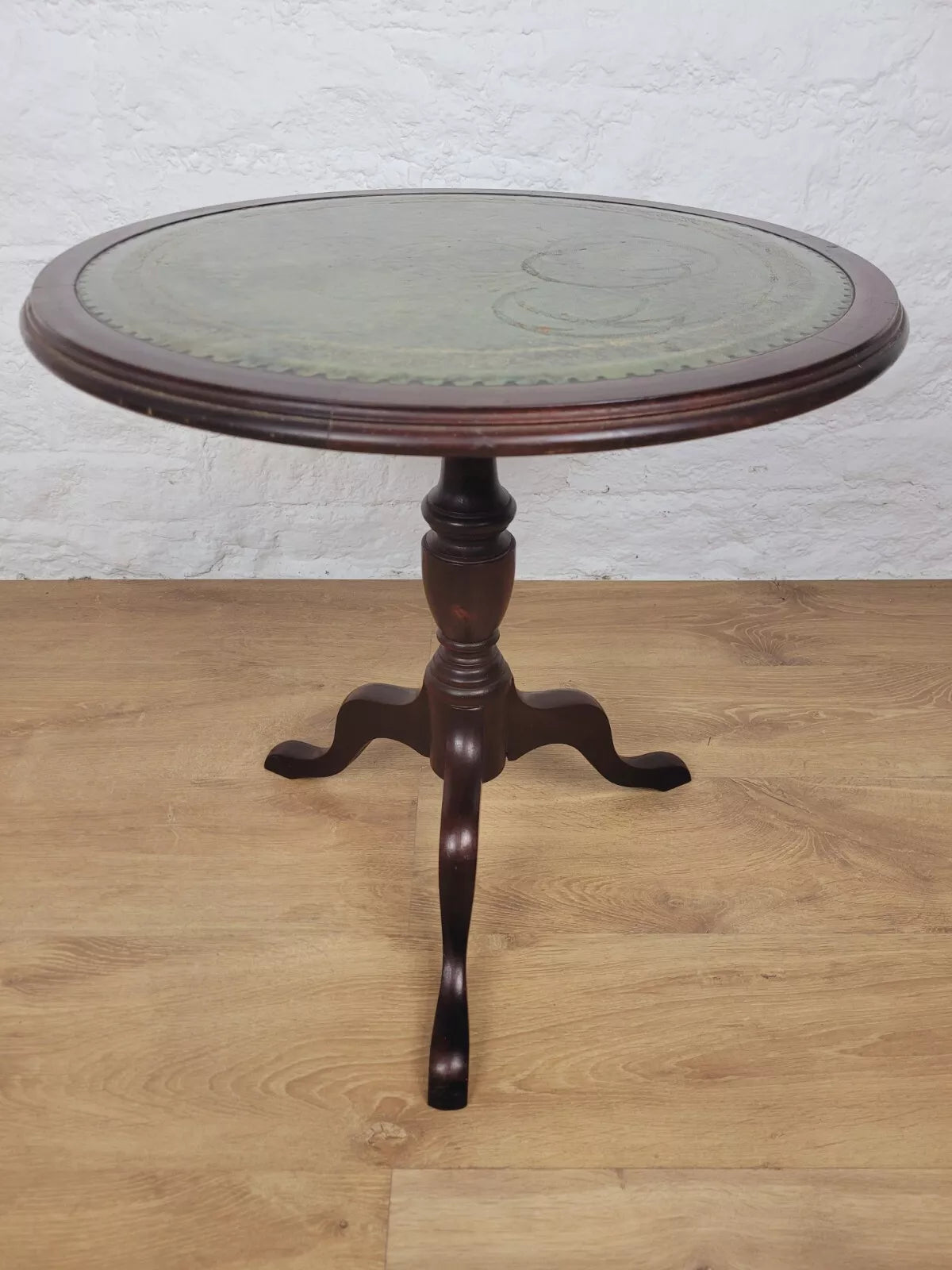 Victorian Tripod Wine Table Leather Gilt English Circular Postage Available