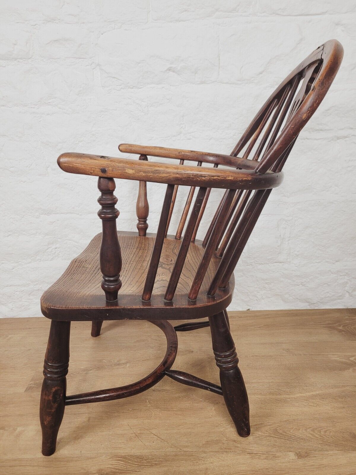 Elm Windsor Armchair Crinoline Splatback Antique 1860s Postage Available