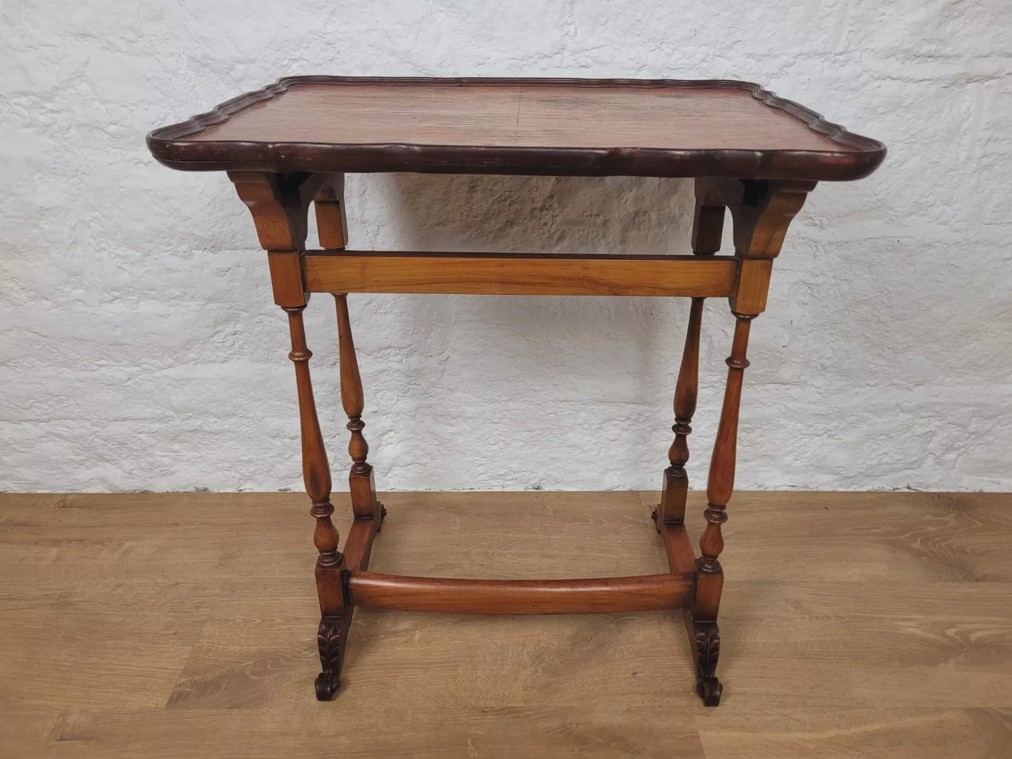 Victorian Side Table Scalloped Edge Carved Foliage Mahogany Postage Available