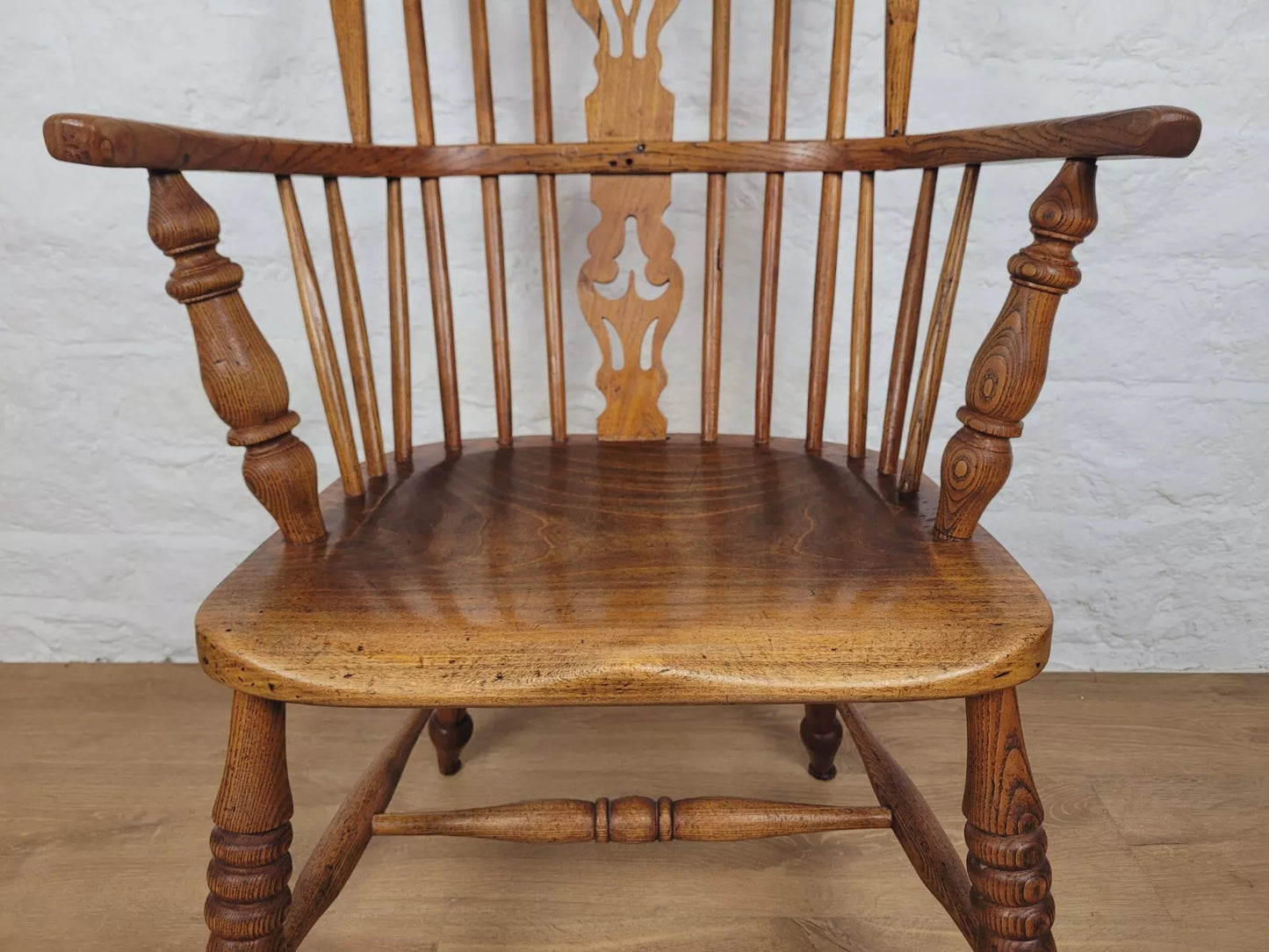 Victorian Windsor Armchair Pierced Splatback Oak Antique 1860s Postage Available