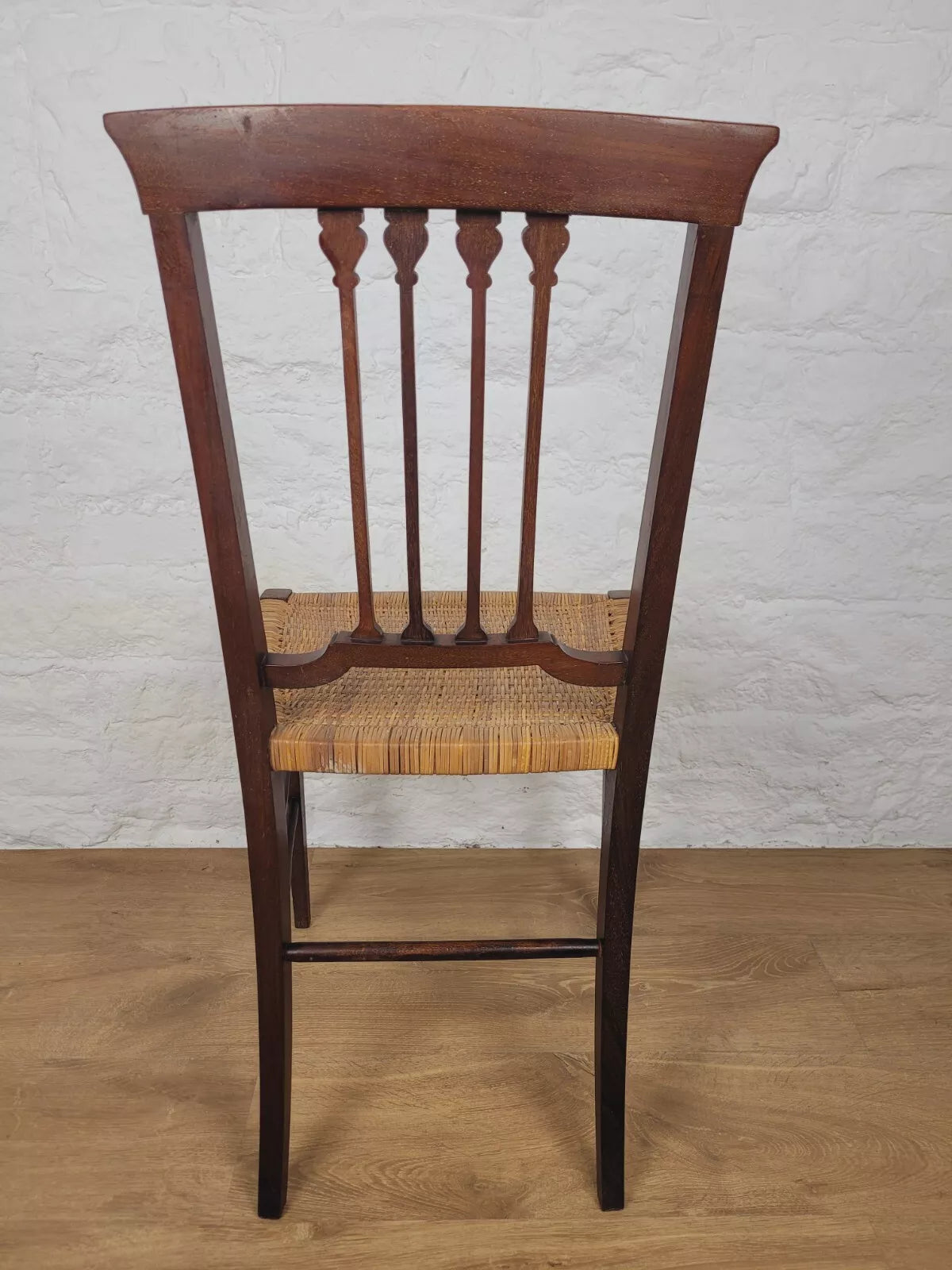 Edwardian Bedroom Chair Cane English Inlaid Slat Back Postage Available