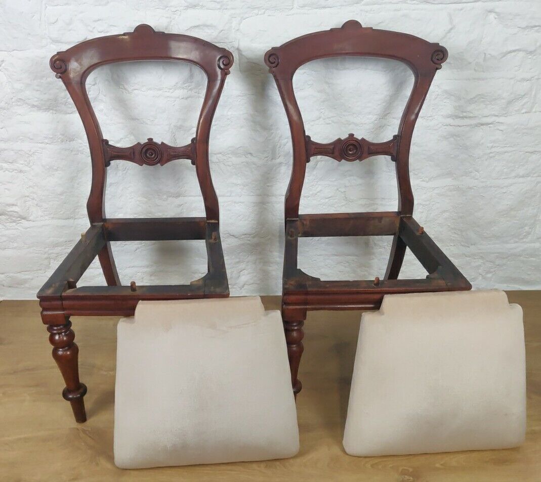 James Reilly Dining Chairs Pair Bulls-eye Ornate 19thC English Postage Available