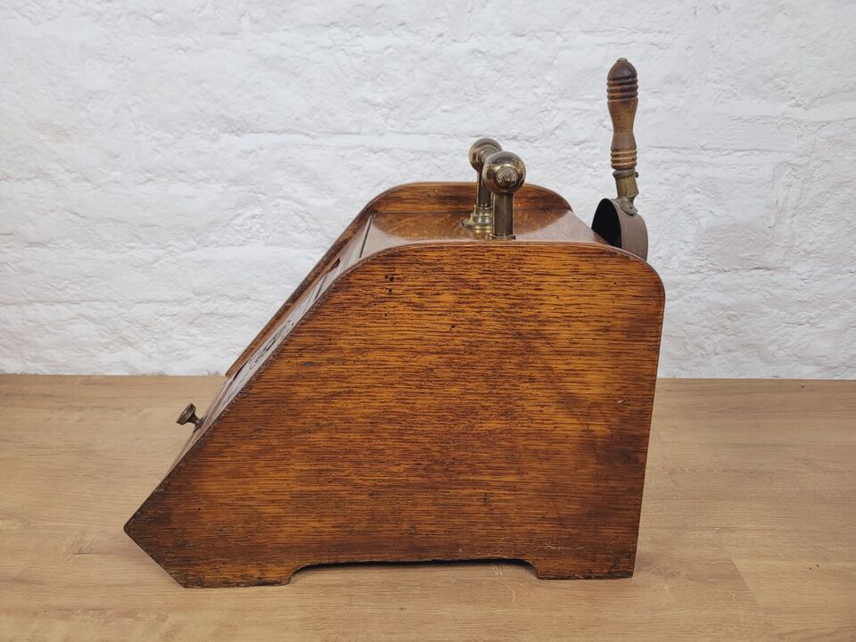 Victorian Coal Scuttle Spade Oak Brass Handle Postage Available