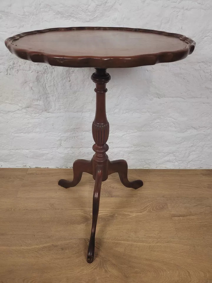 Piecrust Tripod Wine Table Fluted Leg Mahogany Vintage Postage Available