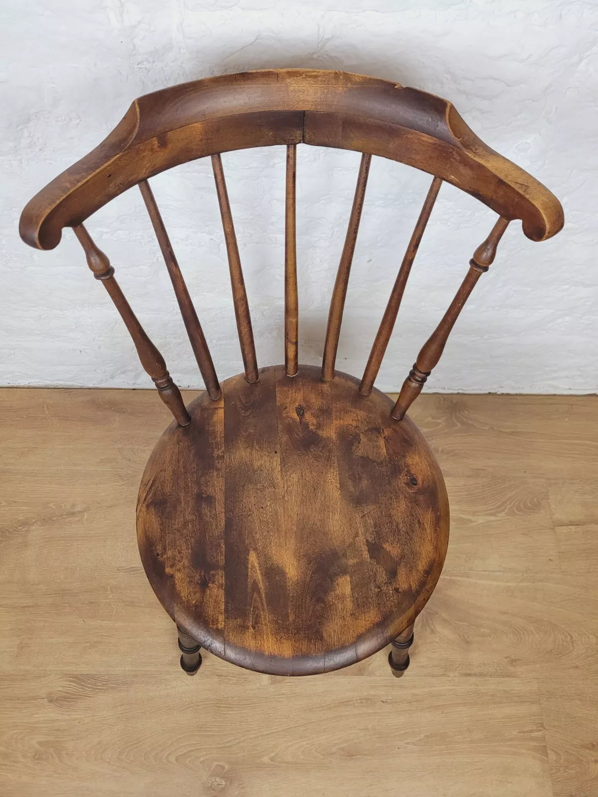 English Penny Windsor Chair Elm Spindle Back Victorian Country Postage Available