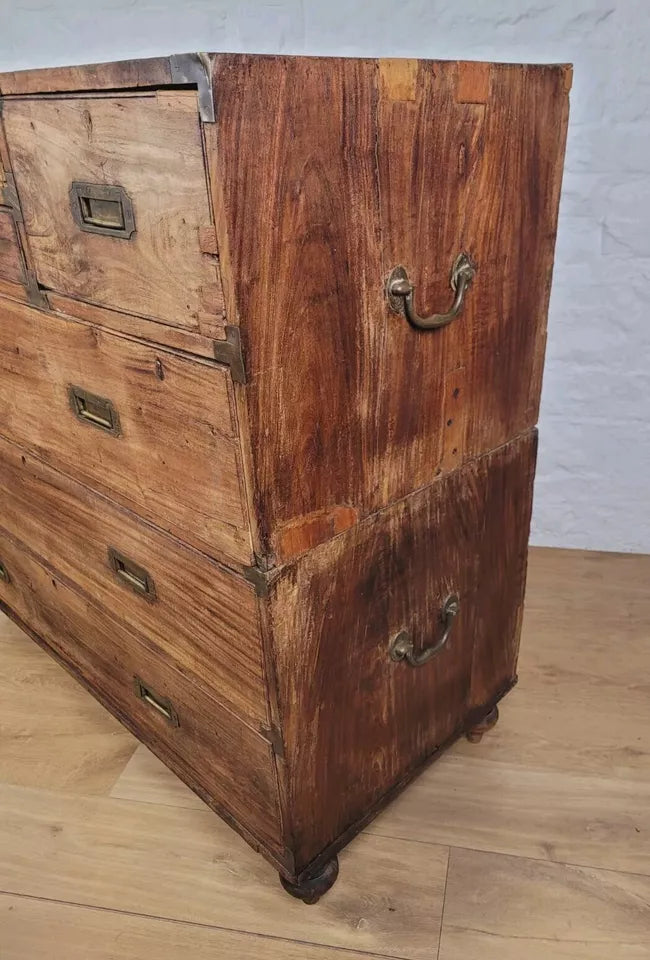 Campaign Chest Of Drawers Camphor 20th Century Brass Handles Delivery Available