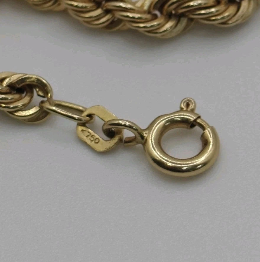 18ct Yellow Gold Rope Twist Necklace 18.5" Postage Available