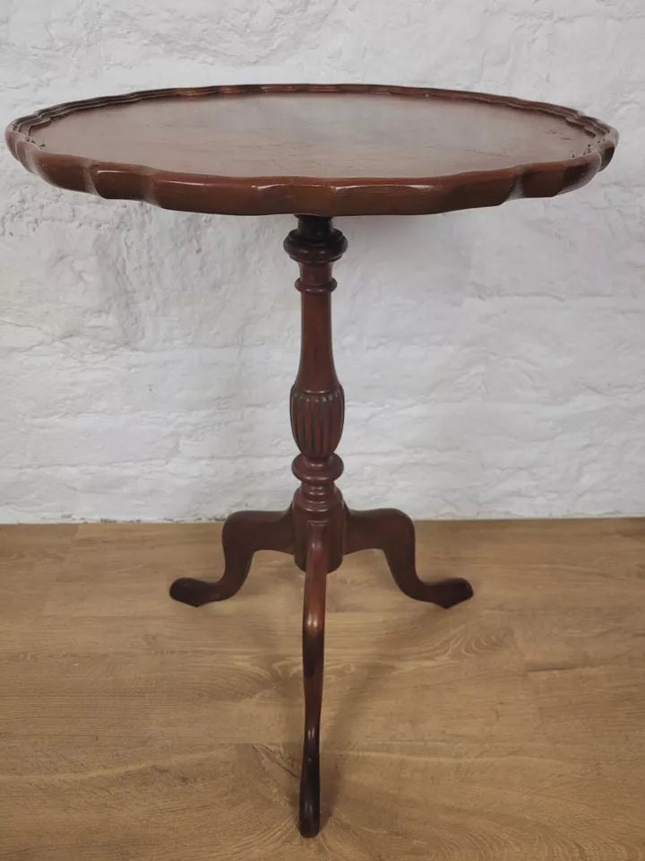 Piecrust Tripod Wine Table Fluted Leg Mahogany Vintage Postage Available