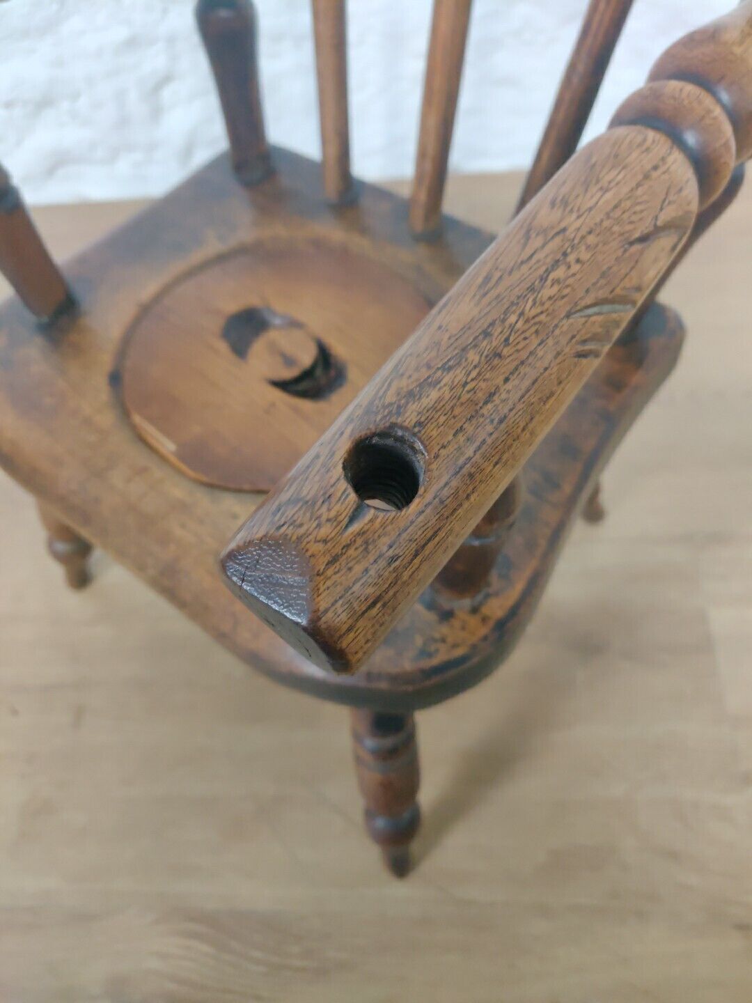 Child's Potty Armchair Victorian Elm Spindle Back Lid Postage Available