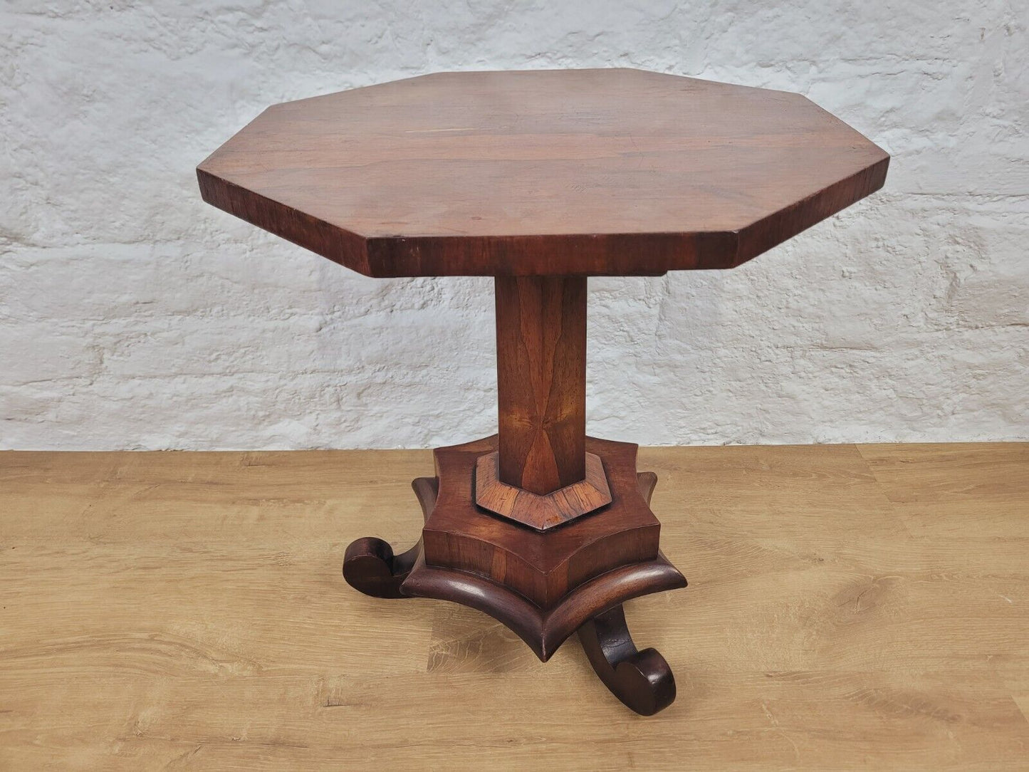 Pedestal Table Octagonal Rosewood Scroll Feet 19th Century Postage Available