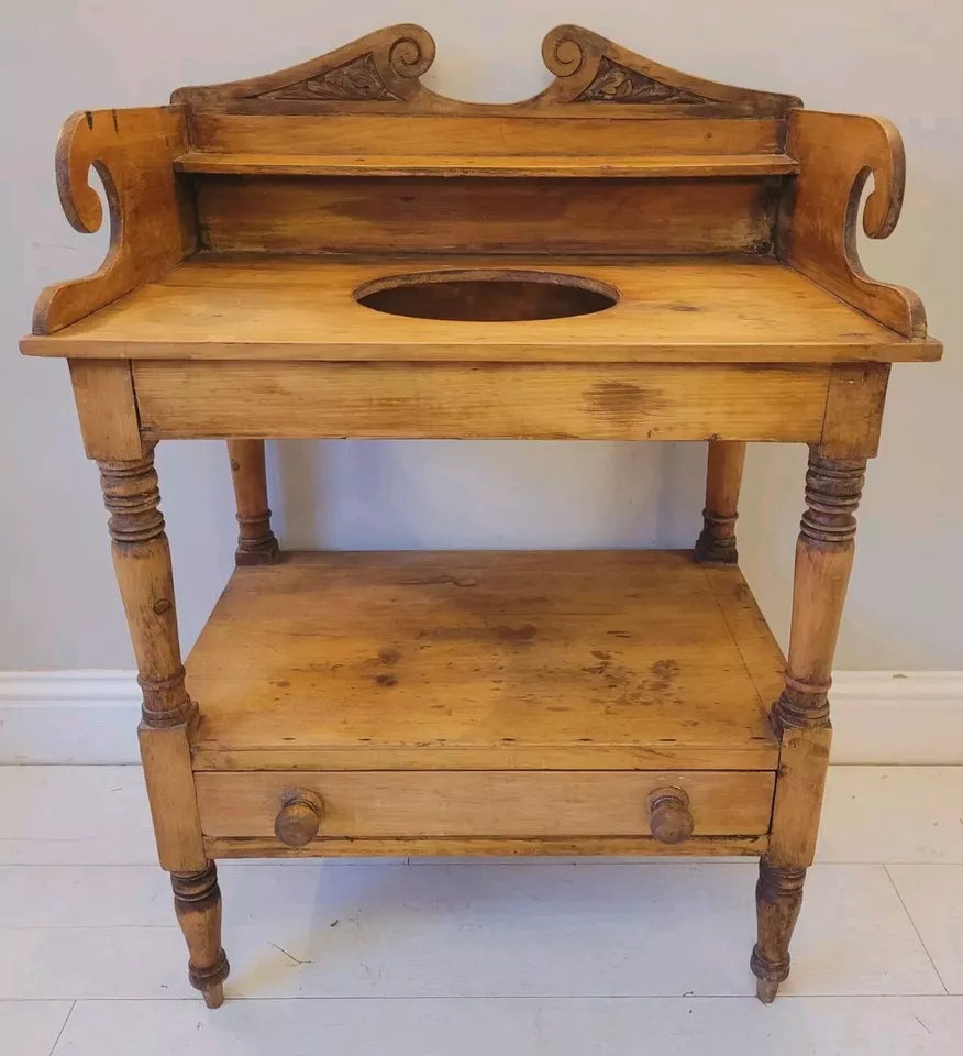 Pine Wash Stand Victorian Carved English 19th Century Country Delivery Available