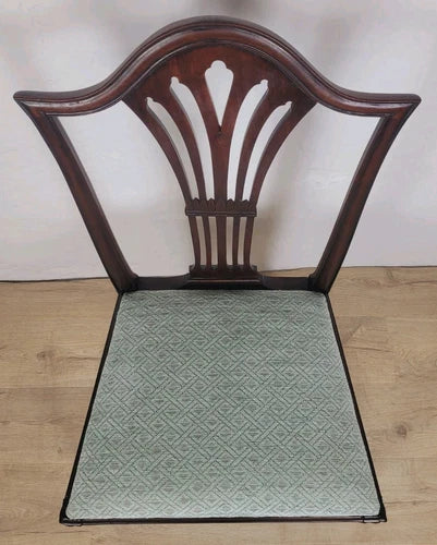 George III Dining Chairs Pair 19thC Carved Leaf Upholstered Postage Available