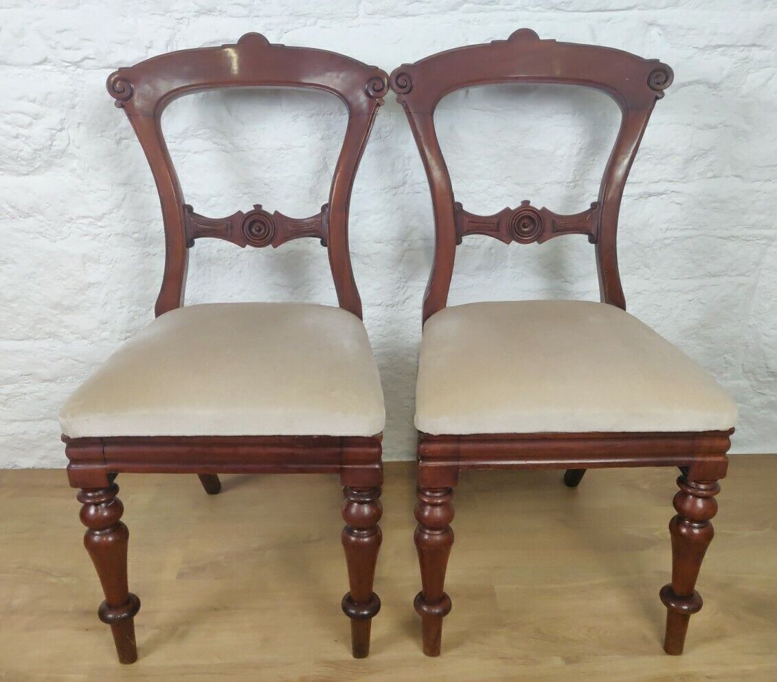 James Reilly Dining Chairs Pair Bulls-eye Ornate 19thC English Postage Available