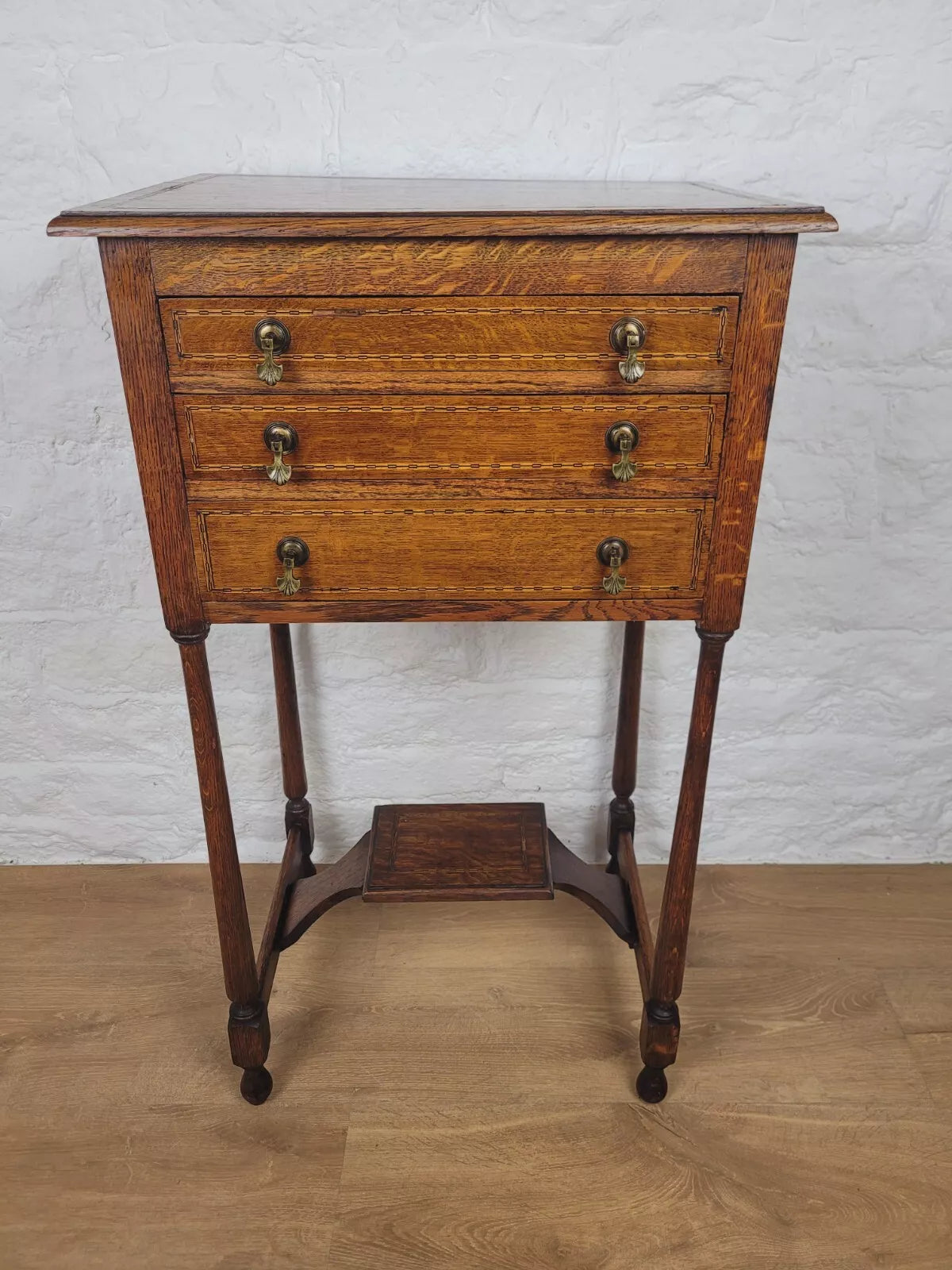 Edwardian Collectors Cabinet Inlaid Oak Graduating Drawers Delivery Available