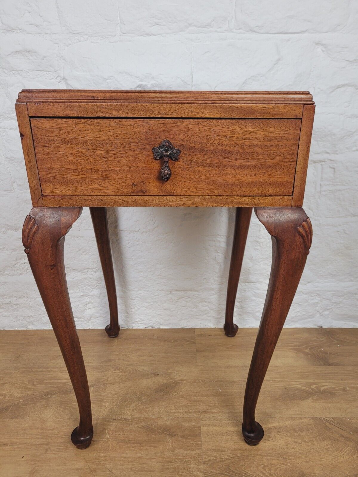 Carved Shell Side Table Victorian Queen Anne Mahogany Drawer Delivery Available