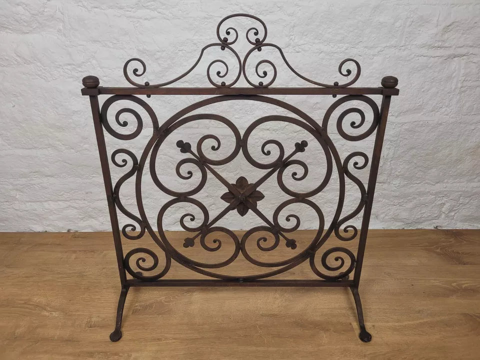 Victorian Fire Screen Fireguard Wrought Iron Floral 19th Century Postage Available