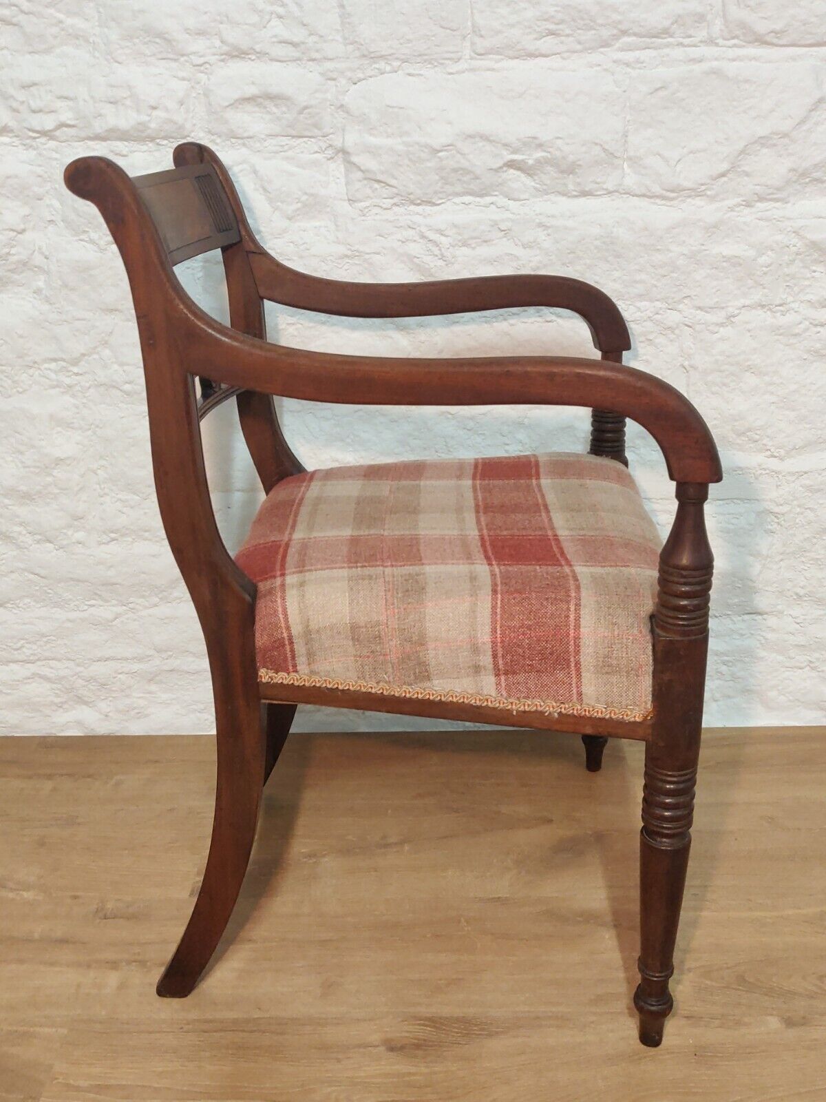 William IV Dining Chairs Set Tweed Carver Foliage Carvings Postage Available