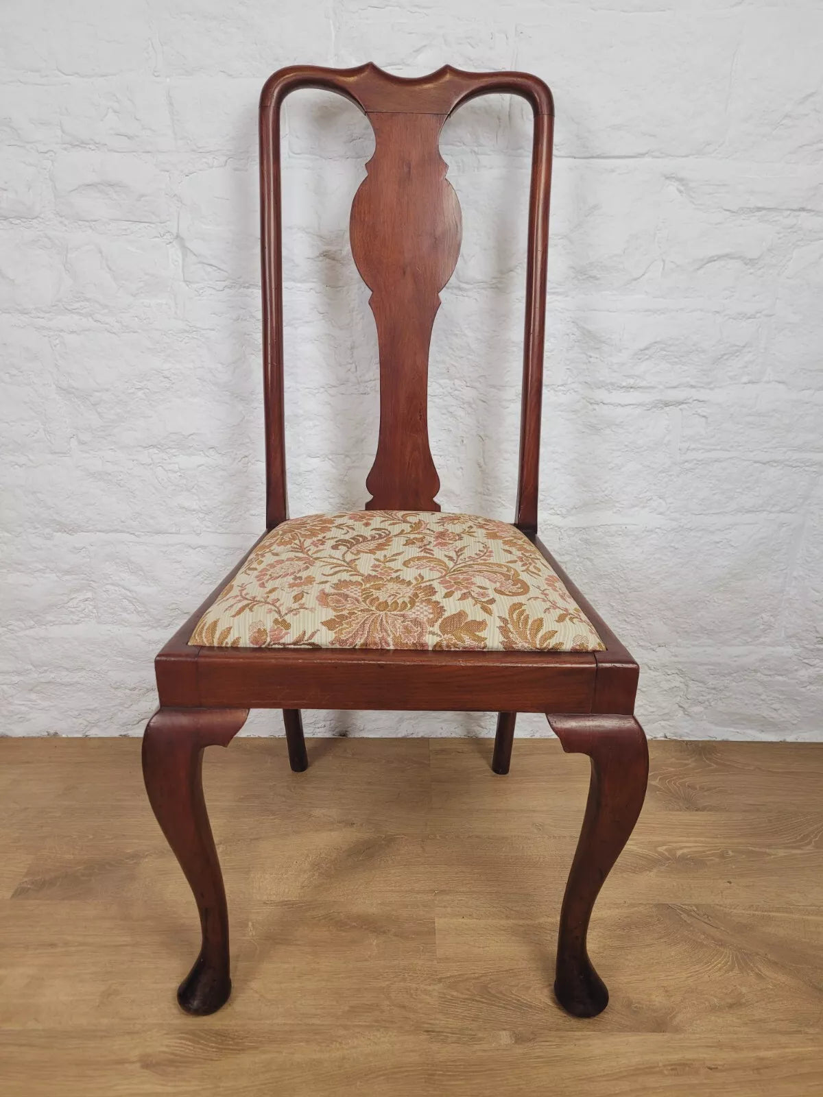 Victorian Dining Chairs Pair Upholstered Floral Queen Anne Postage Available