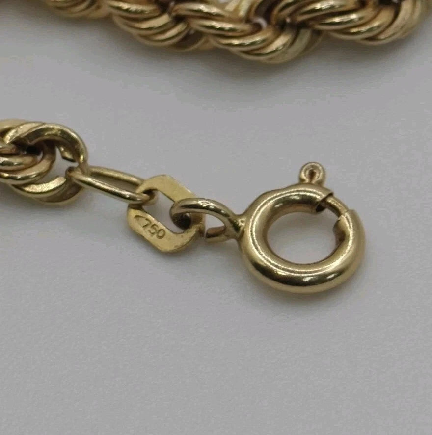 18ct Yellow Gold Rope Twist Necklace 18.5 Inches