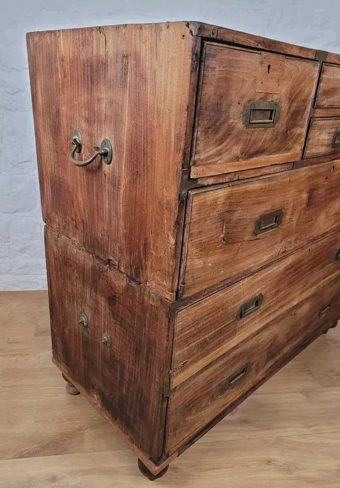 Campaign Chest Of Drawers Camphor 20th Century Brass Handles Delivery Available