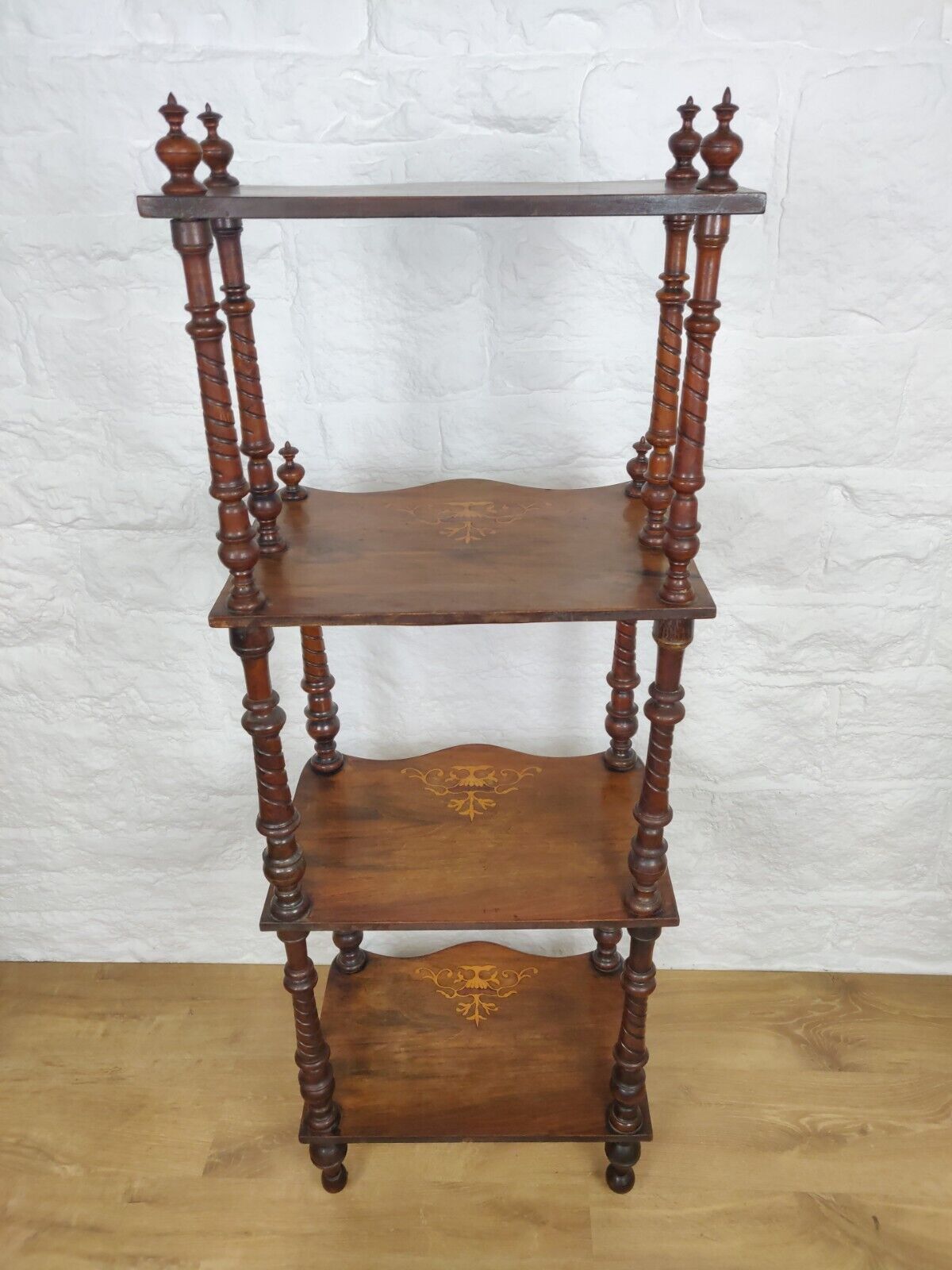 4 tier Whatnot Victorian Mahogany Finial Castors Antique Postage Available