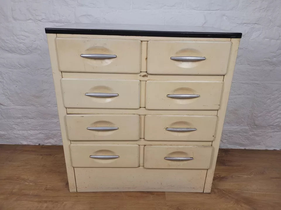 Industrial Metal Tool Cabinet Vintage Drawers Ivory Delivery Available