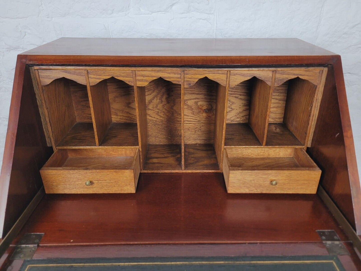 Edwardian Writing Bureau Satinwood Crossbanded Inlaid Leather Delivery Available