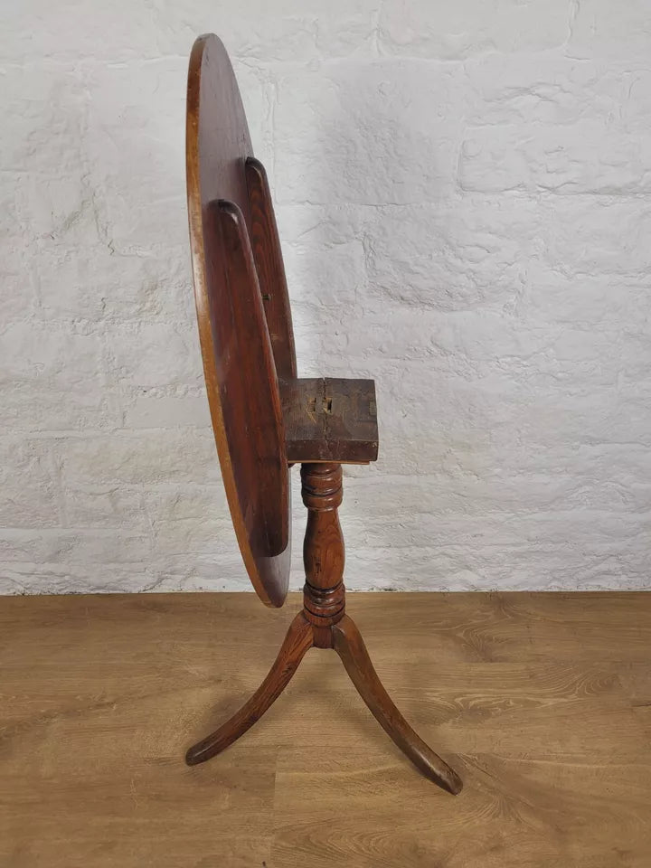 Tripod Tilt Top Table Oval Brass Inset 19th Century Mahogany Postage Available